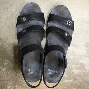 Dansko Savannah Cork Wedge Sandals - Black Leather